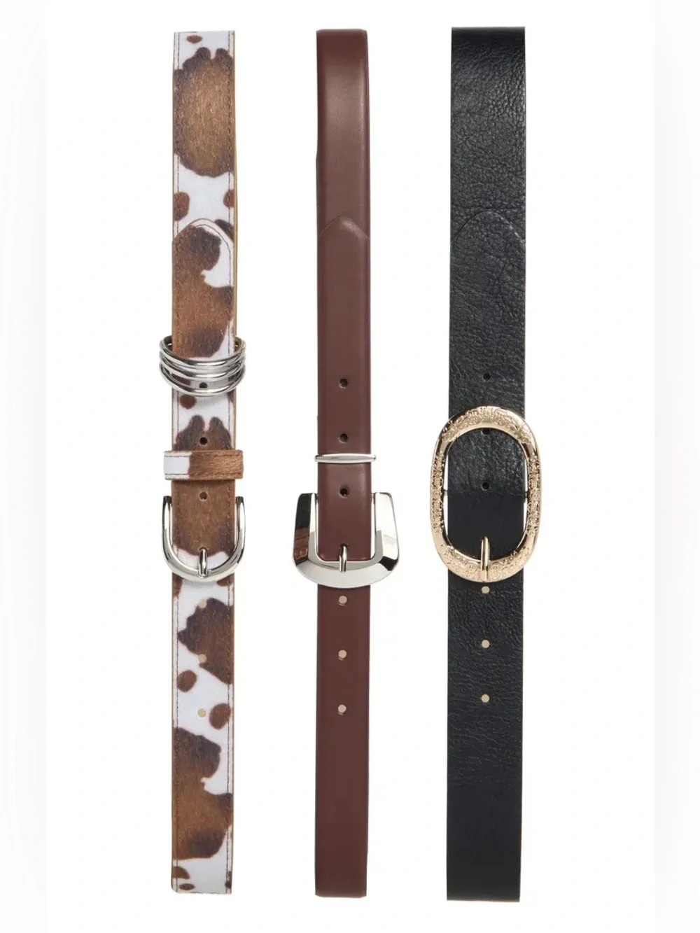 Women's Vince Camuto Brown Faux Leather 3-For-1 Classic Belt Set.  New with tag.